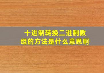 十进制转换二进制数组的方法是什么意思啊