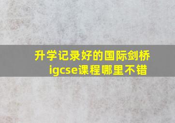 升学记录好的国际剑桥igcse课程哪里不错