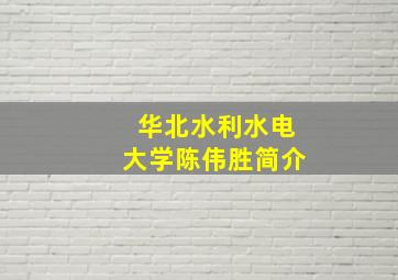 华北水利水电大学陈伟胜简介