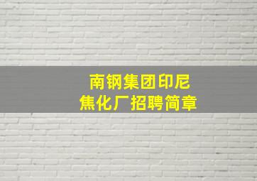 南钢集团印尼焦化厂招聘简章