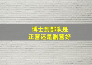 博士到部队是正营还是副营好