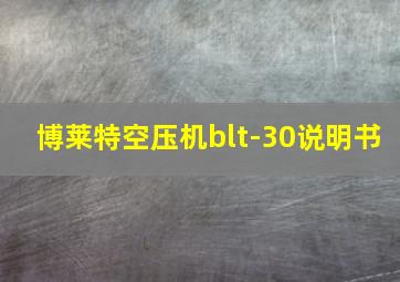 博莱特空压机blt-30说明书