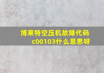 博莱特空压机故障代码c00103什么意思呀