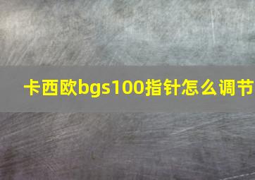 卡西欧bgs100指针怎么调节