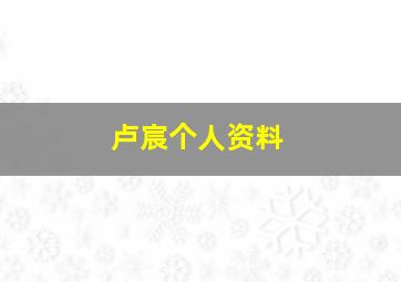 卢宸个人资料