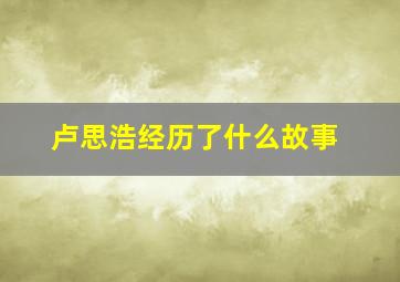 卢思浩经历了什么故事