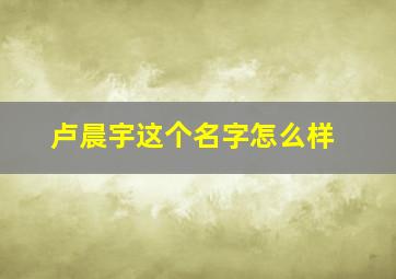 卢晨宇这个名字怎么样