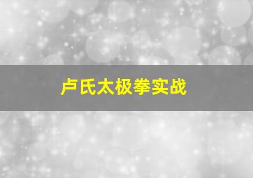 卢氏太极拳实战