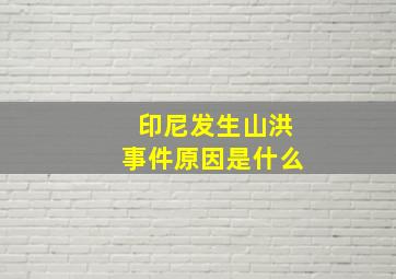 印尼发生山洪事件原因是什么