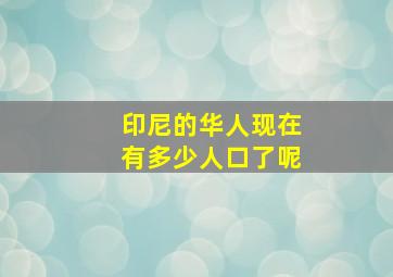 印尼的华人现在有多少人口了呢