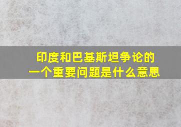 印度和巴基斯坦争论的一个重要问题是什么意思