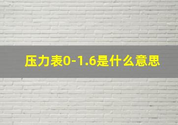 压力表0-1.6是什么意思