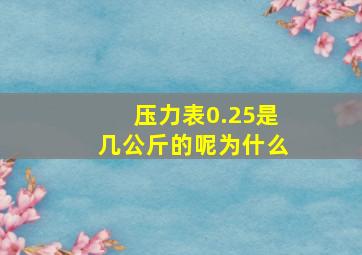 压力表0.25是几公斤的呢为什么