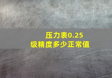 压力表0.25级精度多少正常值