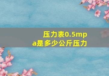 压力表0.5mpa是多少公斤压力