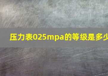 压力表025mpa的等级是多少