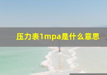 压力表1mpa是什么意思