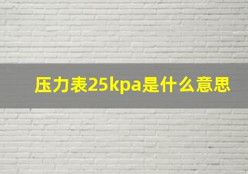 压力表25kpa是什么意思