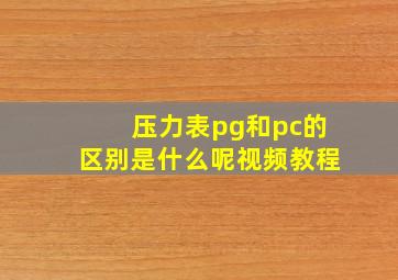 压力表pg和pc的区别是什么呢视频教程