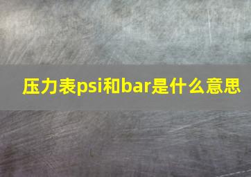 压力表psi和bar是什么意思