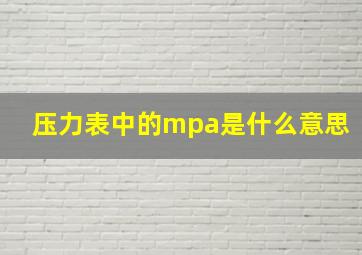 压力表中的mpa是什么意思