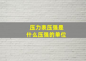 压力表压强是什么压强的单位