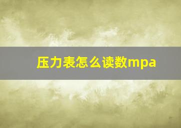 压力表怎么读数mpa