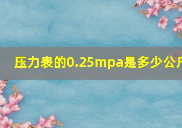 压力表的0.25mpa是多少公斤