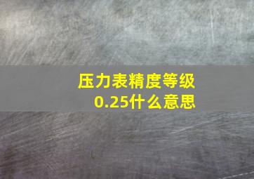 压力表精度等级0.25什么意思