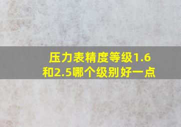 压力表精度等级1.6和2.5哪个级别好一点