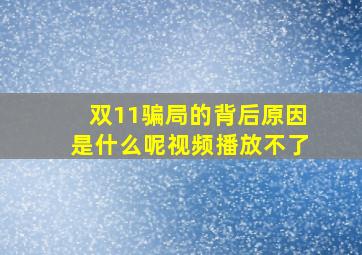 双11骗局的背后原因是什么呢视频播放不了