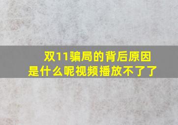 双11骗局的背后原因是什么呢视频播放不了了