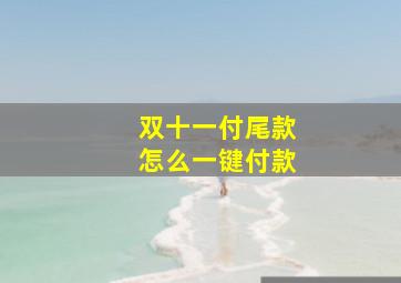 双十一付尾款怎么一键付款