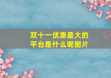 双十一优惠最大的平台是什么呢图片