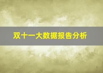 双十一大数据报告分析