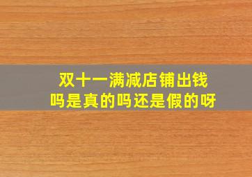 双十一满减店铺出钱吗是真的吗还是假的呀