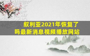 叙利亚2021年恢复了吗最新消息视频播放网站