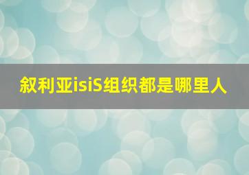 叙利亚isiS组织都是哪里人