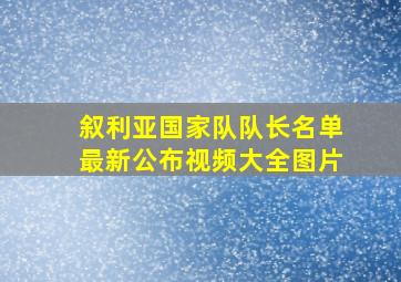 叙利亚国家队队长名单最新公布视频大全图片