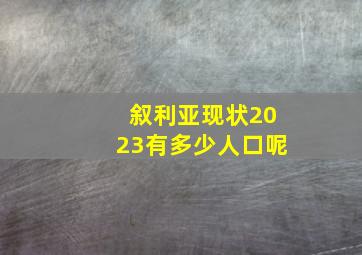 叙利亚现状2023有多少人口呢