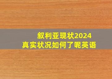 叙利亚现状2024真实状况如何了呢英语