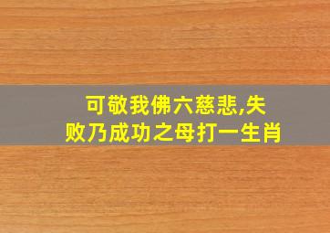 可敬我佛六慈悲,失败乃成功之母打一生肖