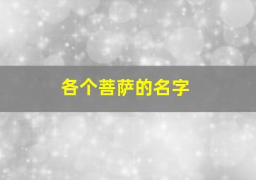 各个菩萨的名字