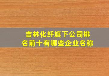 吉林化纤旗下公司排名前十有哪些企业名称