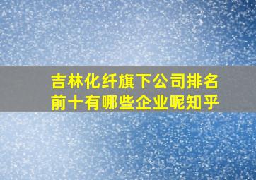 吉林化纤旗下公司排名前十有哪些企业呢知乎