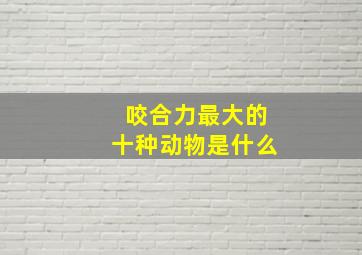 咬合力最大的十种动物是什么