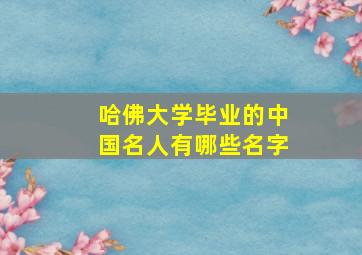 哈佛大学毕业的中国名人有哪些名字