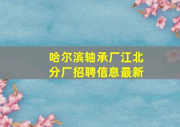 哈尔滨轴承厂江北分厂招聘信息最新