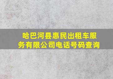 哈巴河县惠民出租车服务有限公司电话号码查询