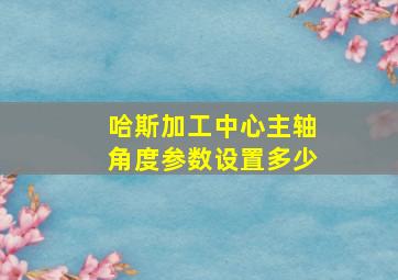 哈斯加工中心主轴角度参数设置多少